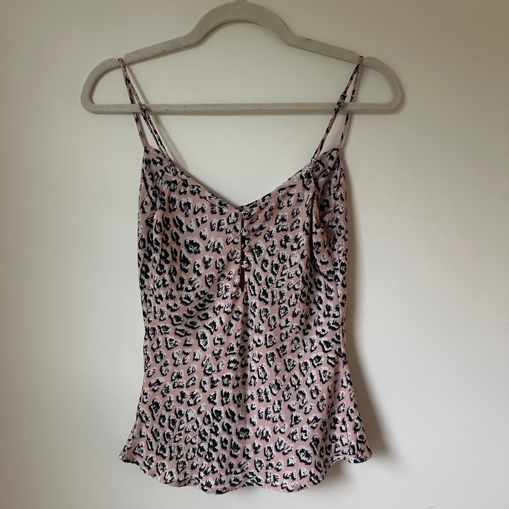 ASTR the Label Cowl Drape Adjustable Camisole with buttons BLUSH LEOPARD - Picture 3 of 9